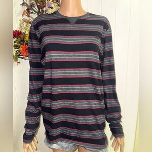 Zoo York Striped Long Sleeve Shirt Men’s Large Black Red Gray Streetwear